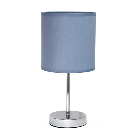 Simple Designs 11 in. H Mini Basic Table Lamp with Fabric Shade, Purple