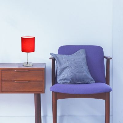 Simple Designs 11 in. H Mini Basic Table Lamp with Fabric Shade, Red