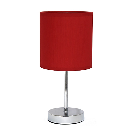 Simple Designs 11 in. H Mini Basic Table Lamp with Fabric Shade, Red
