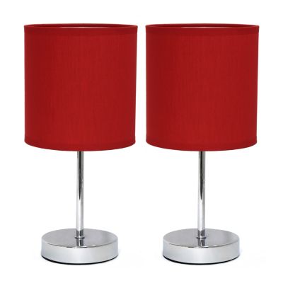Image showing  11 in. H Mini Basic Table Lamps with Fabric Shade, 2-Pack, Red