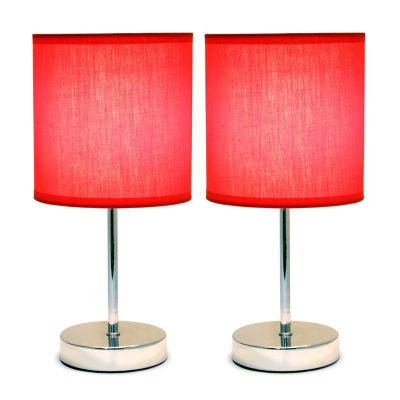 Image showing  11 in. H Mini Basic Table Lamps with Fabric Shade, 2-Pack, Red