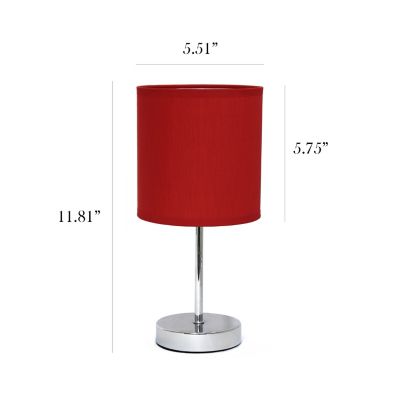 Image showing  11 in. H Mini Basic Table Lamps with Fabric Shade, 2-Pack, Red