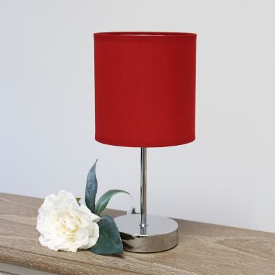 Image showing  11 in. H Mini Basic Table Lamps with Fabric Shade, 2-Pack, Red