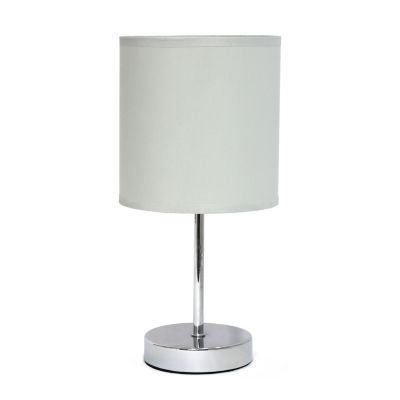 Simple Designs 11 in. H Mini Basic Table Lamp with Fabric Shade, Slate Gray