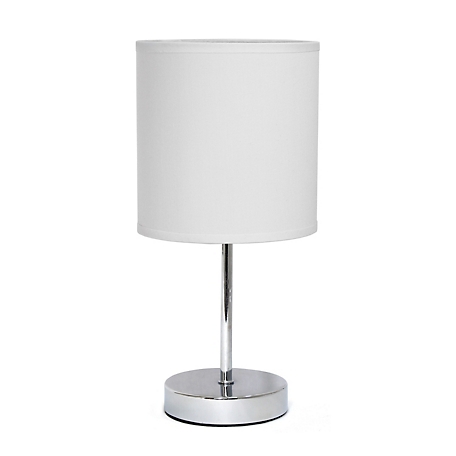 Simple Designs 11 in. H Mini Basic Table Lamp with Fabric Shade, White
