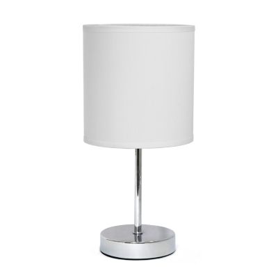 Image showing  11 in. H Mini Basic Table Lamp with Fabric Shade, White