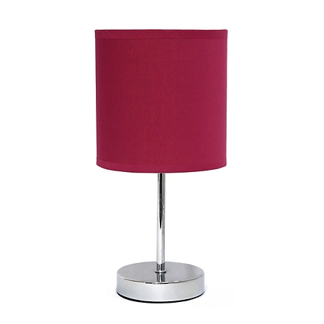 Simple Designs 11 in. H Mini Basic Table Lamp with Fabric Shade, Wine