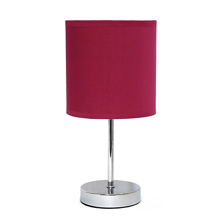 Simple Designs 11 in. H Mini Basic Table Lamp with Fabric Shade, Wine