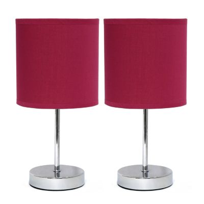 Simple Designs 11 in. H Mini Basic Table Lamps with Fabric Shade, 2-Pack, Wine