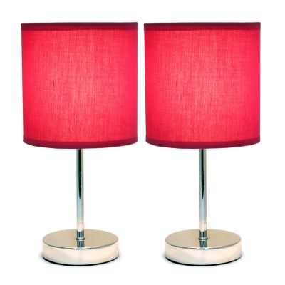 Image showing  11 in. H Mini Basic Table Lamps with Fabric Shade, 2-Pack, Wine