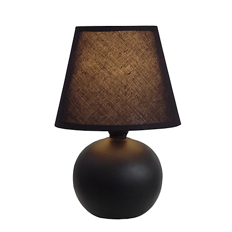 Simple Designs 9.45 in. H Mini Ceramic Globe Table Lamp, Black
