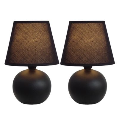 Simple Designs 8.66 in. H Mini Ceramic Globe Table Lamps, 2-Pack, Black