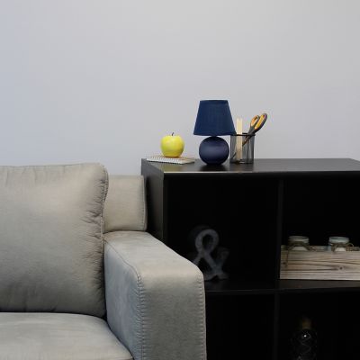 Simple Designs 8.66 in. H Mini Ceramic Globe Table Lamp, Blue