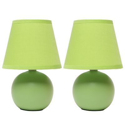 Image showing  8.66 in. H Mini Ceramic Globe Table Lamps, 2-Pack, Green