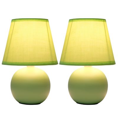 Image showing  8.66 in. H Mini Ceramic Globe Table Lamps, 2-Pack, Green