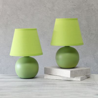 Image showing  8.66 in. H Mini Ceramic Globe Table Lamps, 2-Pack, Green