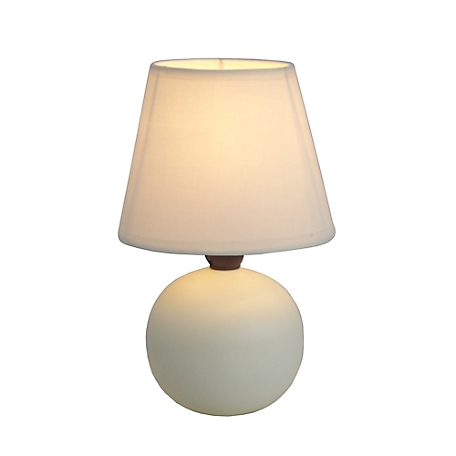 Simple Designs 8.66 in. H Mini Ceramic Globe Table Lamp, Off-White