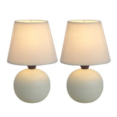 Simple Designs 8.66 in. H Mini Ceramic Globe Table Lamps, 2-Pack, Off-White