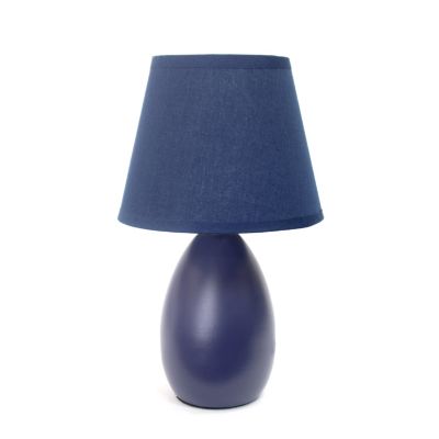 Simple Designs 8.66 In. H Mini Egg Oval Ceramic Globe Table Lamp, Blue