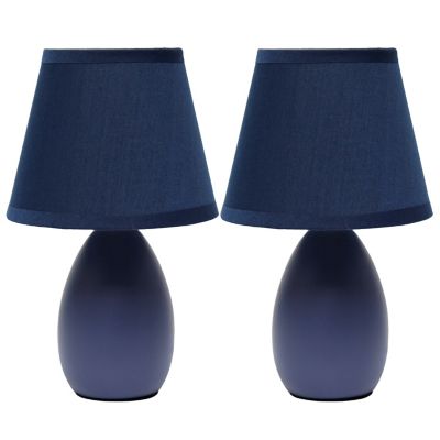 Image showing  8.66 in. H Mini Egg Oval Ceramic Globe Table Lamps, 2-Pack, Blue