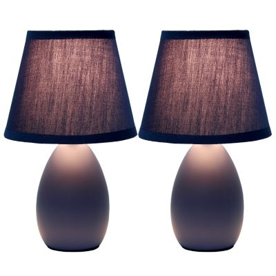 Image showing  8.66 in. H Mini Egg Oval Ceramic Globe Table Lamps, 2-Pack, Blue