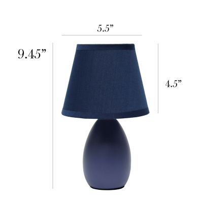Image showing  8.66 in. H Mini Egg Oval Ceramic Globe Table Lamps, 2-Pack, Blue