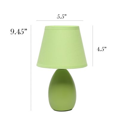 Image showing  9.45 in. H Mini Egg Oval Ceramic Globe Table Lamp, Green