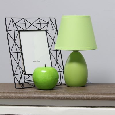 Image showing  9.45 in. H Mini Egg Oval Ceramic Globe Table Lamp, Green