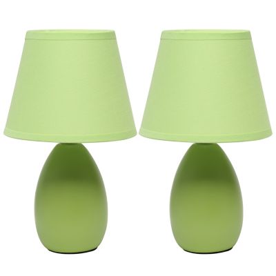 Image showing  8.66 in. H Mini Egg Oval Ceramic Globe Table Lamps, 2-Pack, Green
