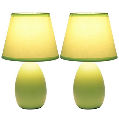Image showing  8.66 in. H Mini Egg Oval Ceramic Globe Table Lamps, 2-Pack, Green