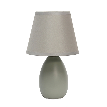Simple Designs 9.45 in. H Mini Egg Oval Ceramic Globe Table Lamp, Gray