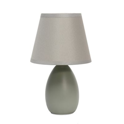 Image showing  9.45 in. H Mini Egg Oval Ceramic Globe Table Lamp, Gray