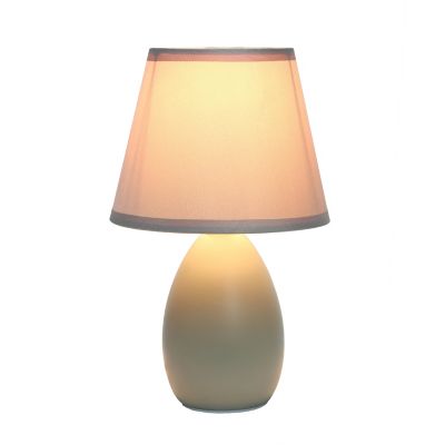 Image showing  9.45 in. H Mini Egg Oval Ceramic Globe Table Lamp, Gray