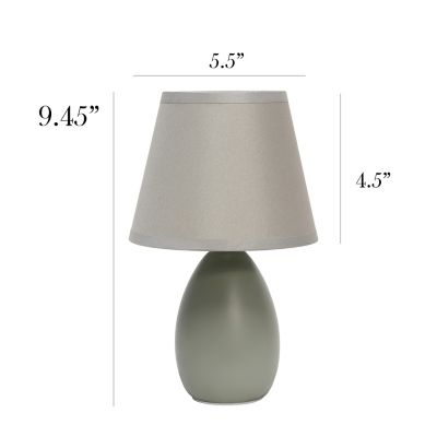 Image showing  9.45 in. H Mini Egg Oval Ceramic Globe Table Lamp, Gray