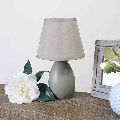 Image showing  9.45 in. H Mini Egg Oval Ceramic Globe Table Lamp, Gray