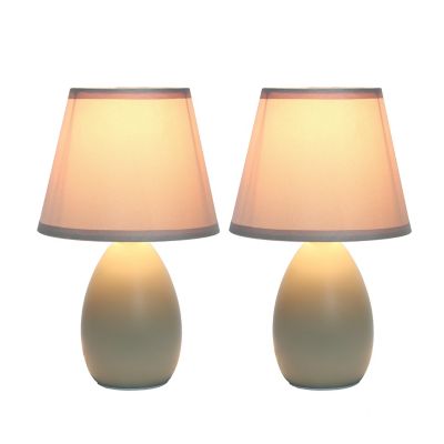 Image showing  8.66 in. H Mini Egg Oval Ceramic Globe Table Lamps, 2-Pack, Gray