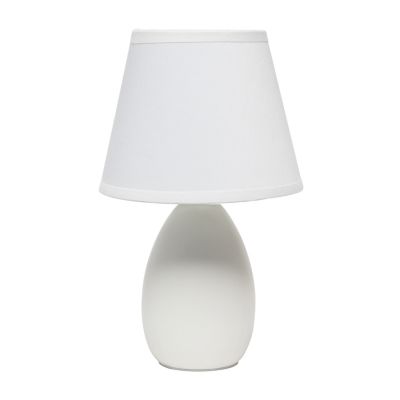 Image showing  9.45 in. H Mini Egg Oval Ceramic Globe Table Lamp, Off-White
