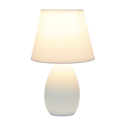Image showing  9.45 in. H Mini Egg Oval Ceramic Globe Table Lamp, Off-White