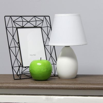 Image showing  9.45 in. H Mini Egg Oval Ceramic Globe Table Lamp, Off-White