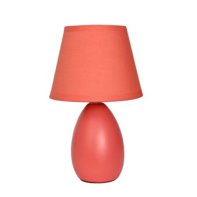 Simple Designs 9.45 in. H Mini Egg Oval Ceramic Globe Table Lamp, Orange