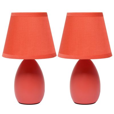 Image showing  9.45 in. H Mini Egg Oval Ceramic Globe Table Lamps, 2-Pack, Orange