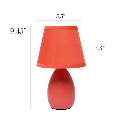 Image showing  9.45 in. H Mini Egg Oval Ceramic Globe Table Lamps, 2-Pack, Orange