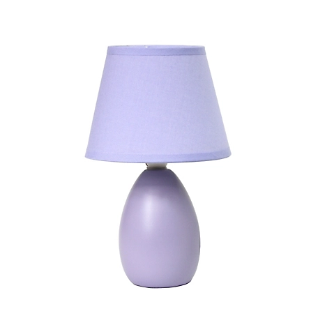 Simple Designs 9.45 in. H Mini Egg Oval Ceramic Globe Table Lamp, Purple