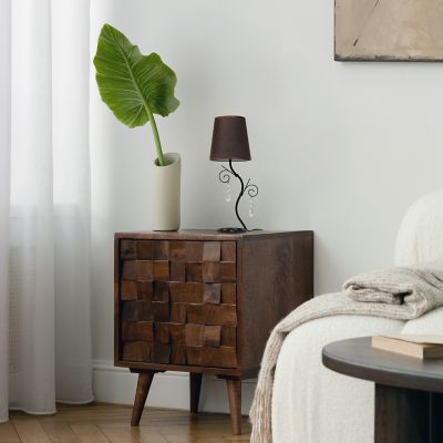 Image showing  Twisted Vine Table Lamp with Fabric Shade and Hanging Crystals