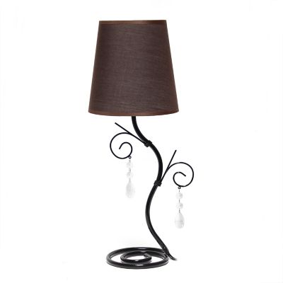 Image showing  Twisted Vine Table Lamp with Fabric Shade and Hanging Crystals