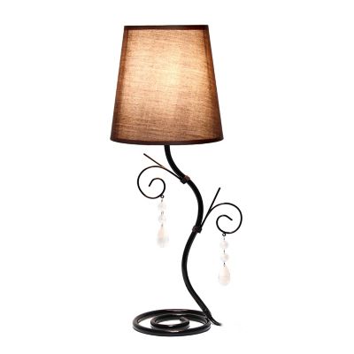 Image showing  Twisted Vine Table Lamp with Fabric Shade and Hanging Crystals