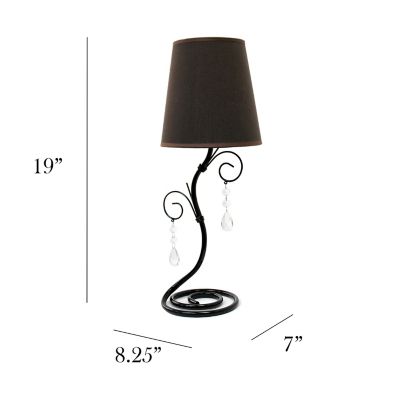 Image showing  Twisted Vine Table Lamp with Fabric Shade and Hanging Crystals