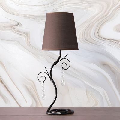 Image showing  Twisted Vine Table Lamp with Fabric Shade and Hanging Crystals