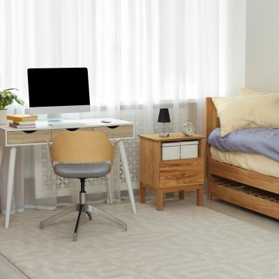 Simple Designs 10.63 in. H Sand Nickel Mini Basic Table Lamp with Fabric Shade