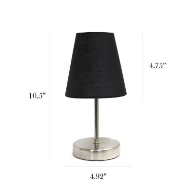 Image showing  10.63 in. H Sand Nickel Mini Basic Table Lamps with Fabric Shade, 2-Pack
